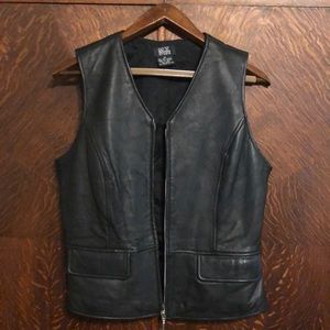 Black leather vest